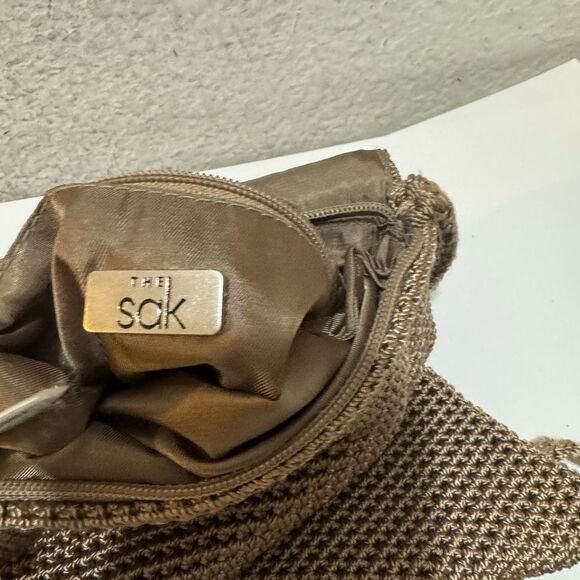 The Sak (Stone/Taupe) Open Knit Front Flap Crossbody Travel Bag - Picture 9 of 10